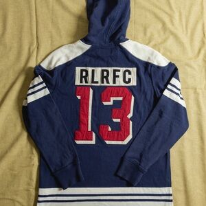 Navy and White Men's Sweater
